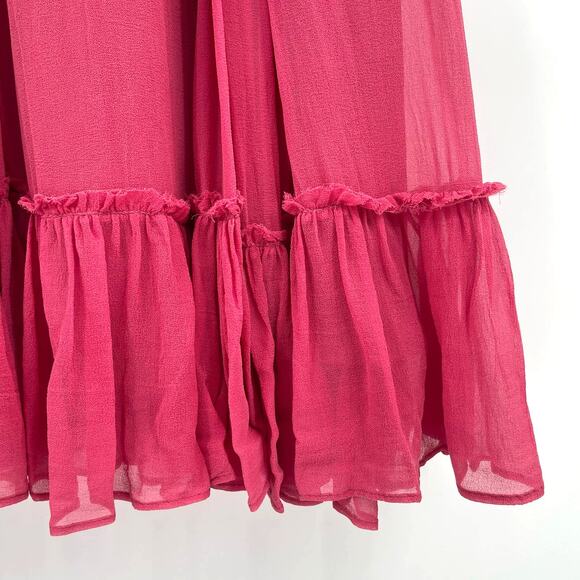 NWT Loveshackfancy Lil Silk Midi Skirt BORDEAUX Size 0 Flounce Hem Flowy Chiffon - Picture 11 of 16